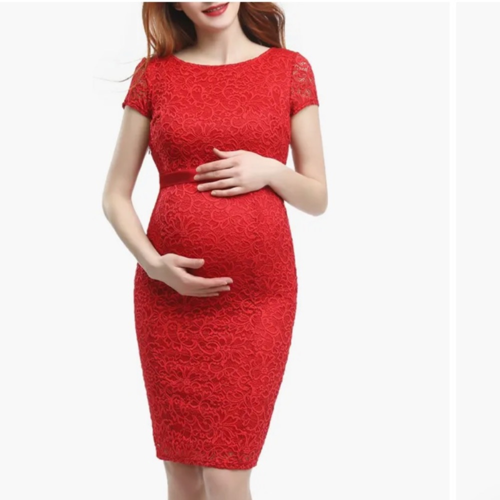BRAND NEW Kimi and Kai Red Lace Maternity Dress